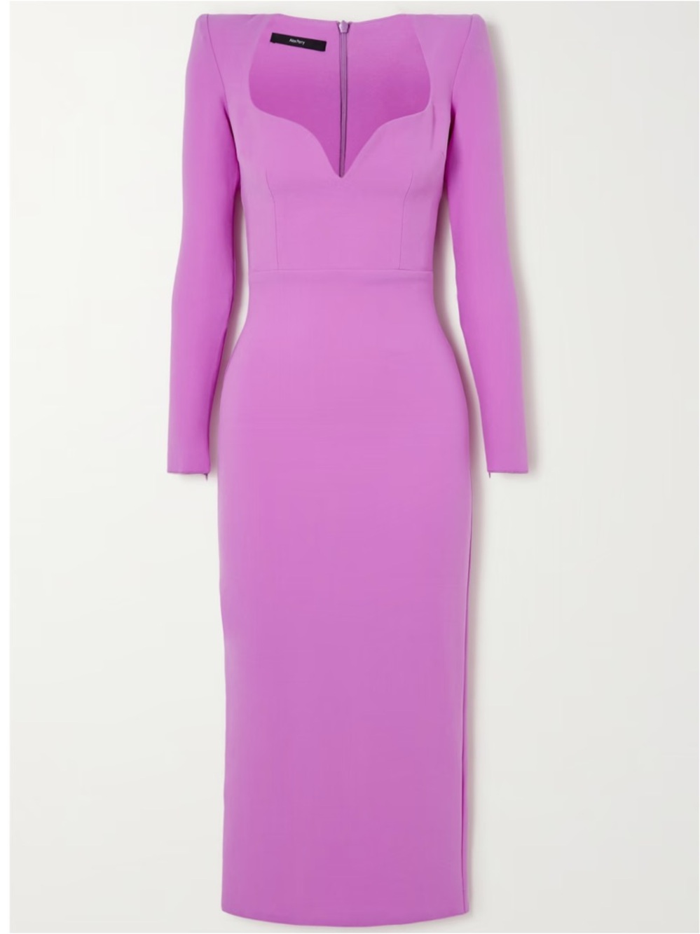 NWT ALEX PERRY Maren Orchid Crepe Sweetheart Long Sleeve Midi Dress